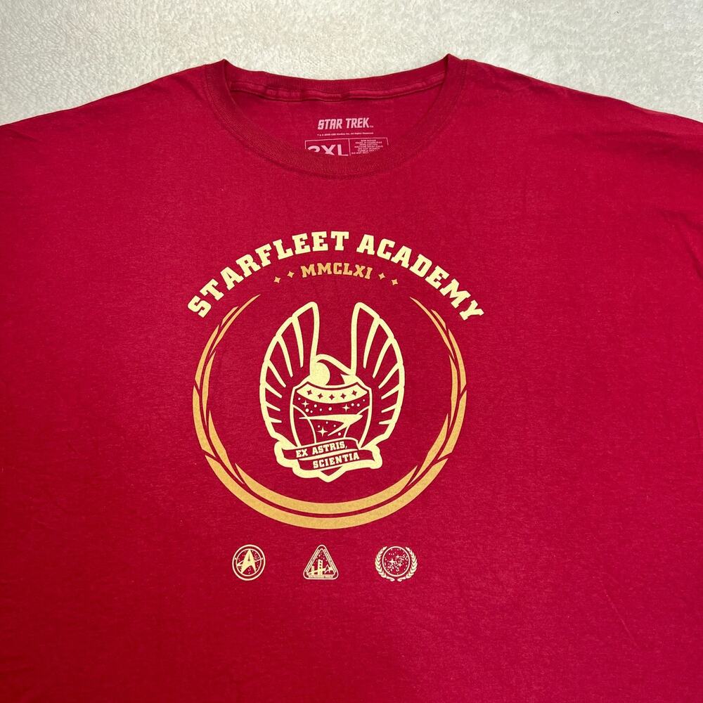 Star Trek Mens T Shirt Star Fleet Academy Graphic Tee Red, Sz 3XL